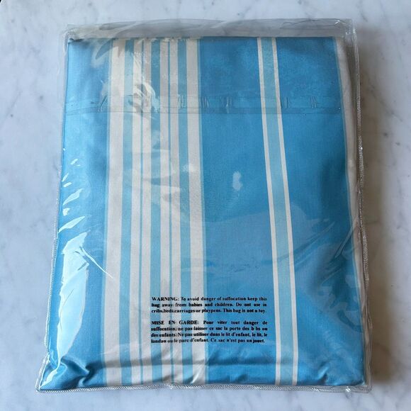Pottery Barn Teen Blue Stripe Silk Drapes - 1 Panel 52" W x 63"L w/Drapery Hooks - Picture 3 of 3